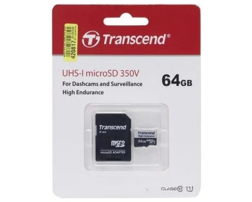 Карта памяти Transcend microSDXC TS64GUSD350V 64GB (с адаптером)