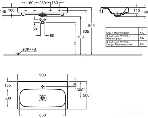 Умывальник Keramag Citterio 90x50 [123590000]