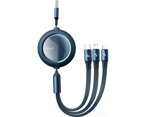 Кабель Baseus CAMLC-MJ03 USB-A - USB Type-C/microUSB/Lightning (1.2 м, синий)