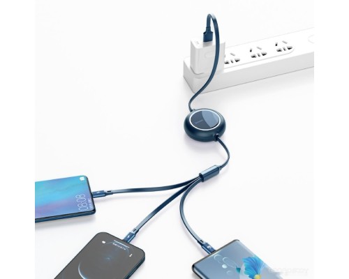 Кабель Baseus CAMLC-MJ03 USB-A - USB Type-C/microUSB/Lightning (1.2 м, синий)