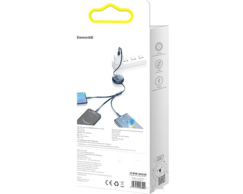 Кабель Baseus CAMLC-MJ03 USB-A - USB Type-C/microUSB/Lightning (1.2 м, синий)