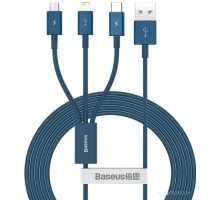 Кабель Baseus CAMLTYS-03 USB-A - Lightning/microUSB/USB Type-C (1.5 м, синий)