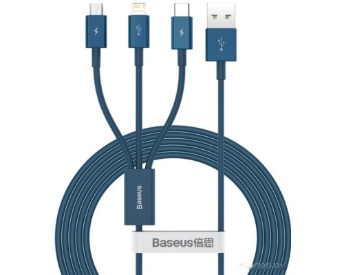 Кабель Baseus CAMLTYS-03 USB-A - Lightning/microUSB/USB Type-C (1.5 м, синий)