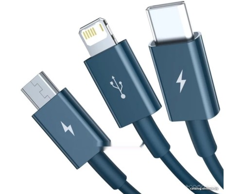 Кабель Baseus CAMLTYS-03 USB-A - Lightning/microUSB/USB Type-C (1.5 м, синий)