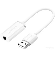 Адаптер Ugreen US206 30712 USB Type-A - 3.5 мм (0.15 м, белый)