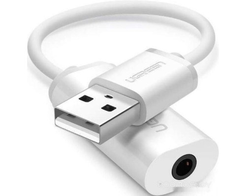 Адаптер Ugreen US206 30712 USB Type-A - 3.5 мм (0.15 м, белый)