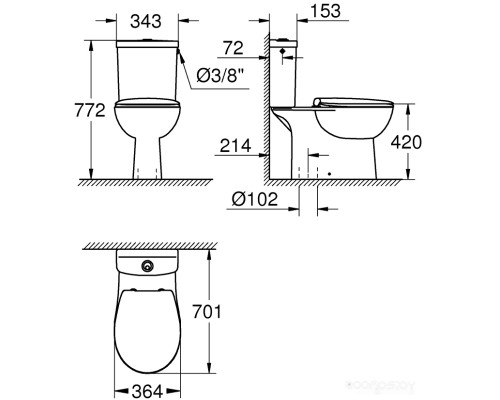 Унитаз Grohe Bau 39346000 Унитаз Grohe Bau 39346000