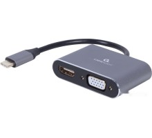 Кабель Cablexpert A-USB3C-HDMIVGA-01 USB Type-C - VGA/HDMI (0.15 м, фиолетовый)