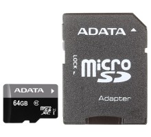 Карта памяти A-Data Premier microSDXC Class 10 UHS-I U1 64GB + SD adapter