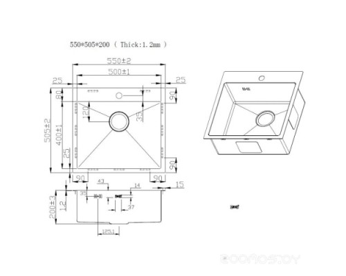 Кухонная мойка Zorg ZRN 5055 Nano