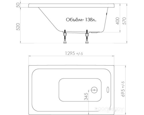 Ванна Triton Ультра 130x70 (без ножек)