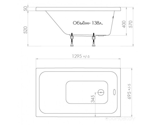 Ванна Triton Ультра 130x70 (без ножек)