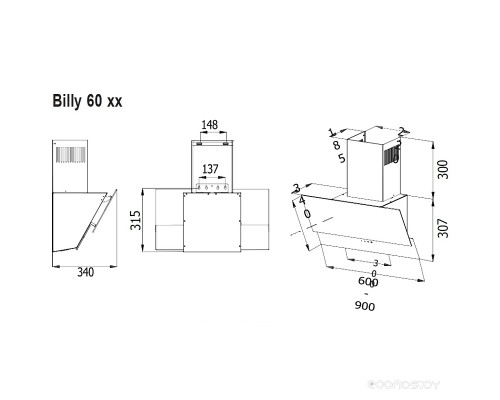 Вытяжка Evelux Billy 60 WG