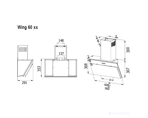 Вытяжка Evelux Wing 60 BG