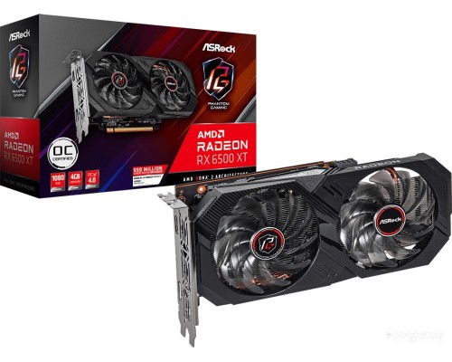 Видеокарта ASROCK Radeon RX 6500 XT Phantom Gaming D 4GB OC RX6500XT PGD 4GO