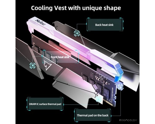 Модуль памяти Netac Shadow RGB 2x16ГБ DDR4 3200МГц NTSRD4P32DP-32E