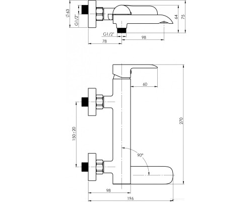 Смеситель Rubineta Ultra-10/K (SW) (черный)