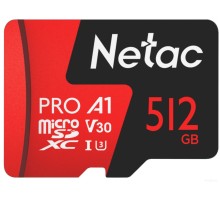 Карта памяти Netac MicroSDXC 512GB V30/A1/C10 Netac P500 Extreme Pro с адаптером