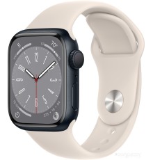 Умные часы Apple Watch Series 8 41 мм (алюминиевый корпус, полуночный/звездный свет, спортивный силиконовый ремешок)