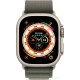 Профессиональные умные часы Apple Watch Ultra LTE 49 мм (титановый корпус, титановый/темно-зеленый, текстильный ремешок размера M)