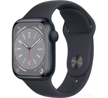 Умные часы Apple Watch Series 8 41 мм (алюминиевый корпус, полуночный/полуночный, спортивный силиконовый ремешок)