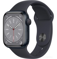 Умные часы Apple Watch Series 8 41 мм (алюминиевый корпус, полуночный/полуночный, спортивный силиконовый ремешок)