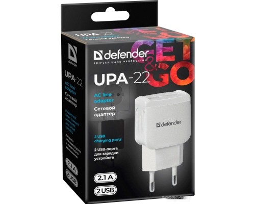 Сетевое зарядное Defender UPA-22 (белый)