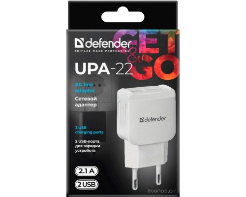 Сетевое зарядное Defender UPA-22 (белый)