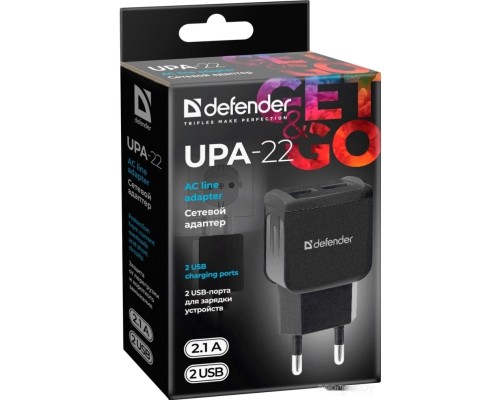 Сетевое зарядное Defender UPA-22 (черный)