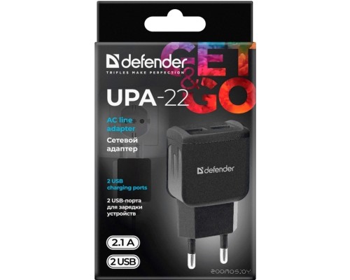 Сетевое зарядное Defender UPA-22 (черный)