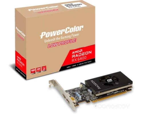 Видеокарта PowerColor Radeon RX 6400 Low Profile 4GB GDDR6 AXRX 6400 LP 4GBD6-DH