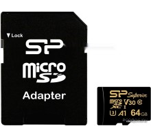 Карта памяти Silicon Power Superior Golden A1 microSDXC SP064GBSTXDV3V1GSP 64GB
