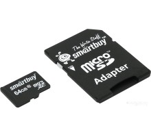 Карта памяти SmartBuy microSDXC SB64GBSDCL10-01LE 64GB (с адаптером)