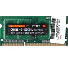 Модуль памяти Qumo 4GB DDR3 SODIMM PC3-12800 QUM3S-4G1600C11L