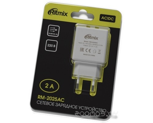 Сетевое зарядное Ritmix RM-2025AC (белый)