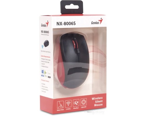 Мышь Genius NX-8006S (черный/красный)