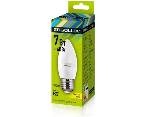 Лампочка Ergolux LED C35 E27 7 Вт 3000 К 13297