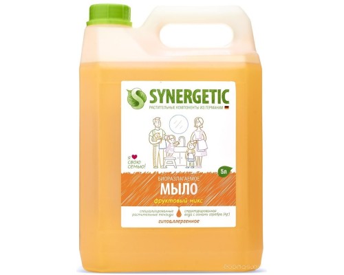 Мыло Synergetic Мыло жидкое для мытья рук и тела Фруктовый микс 5 л