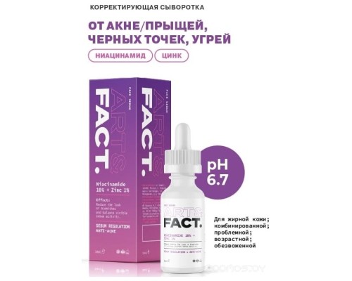 Сыворотка Art&Fact Сыворотка для лица с цинком и ниацинамидом niacinamide 10% + zinc 1%