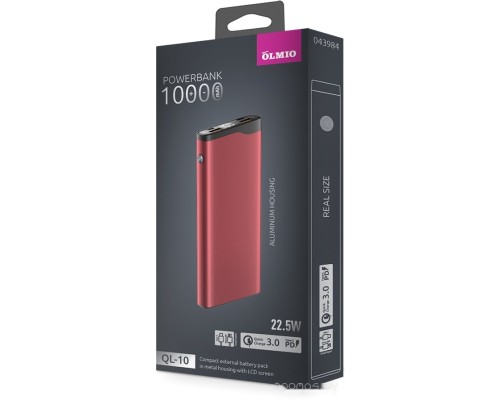 Портативное зарядное устройство Olmio QL-10 10000mAh (красный)