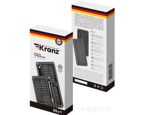 Набор отвертка с битами Kranz KR-12-4752 (30 предметов)