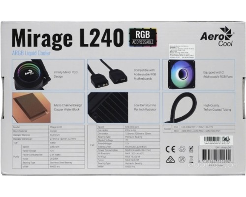 Модульная система жидкостного охлаждения Aerocool Mirage L240 WH