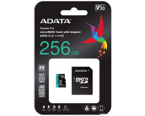 Карта памяти A-Data Premier Pro AUSDX256GUI3V30SA2-RA1 microSDXC 256GB (с адаптером)