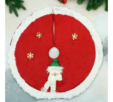 Коврик под елку Зимнее волшебство Снеговик и снежинки 6938945 (белый/красный)