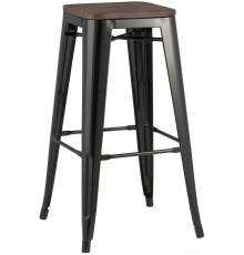 Стул барный Stool Group Tolix Wood YD-H765-W LG-01 (черный глянцевый-темное дерево)