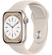 Умные часы Apple Watch Series 8 41 мм (алюминиевый корпус, звездный свет/звездный свет, спортивный силиконовый ремешок)