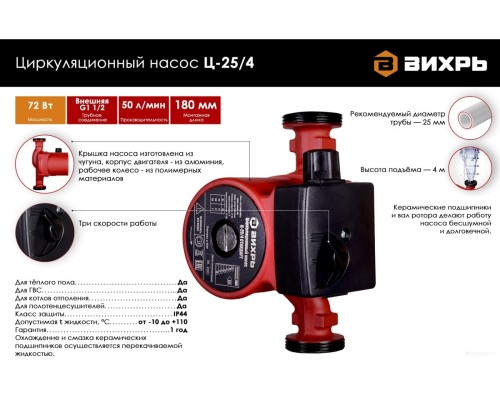 Циркуляционный насос Вихрь Стандарт Ц-25/4