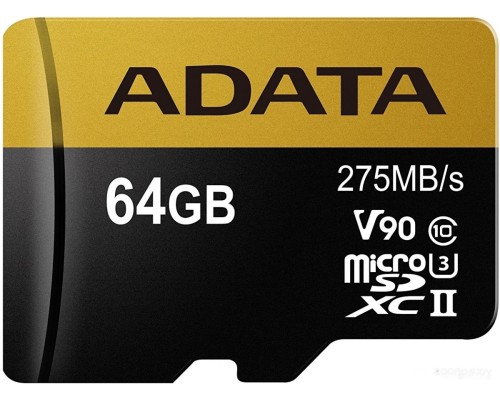 Карта памяти A-Data microSDXC UHS-II 64GB + адаптер [AUSDX64GUII3CL10-CA1]