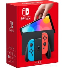 Игровая приставка Nintendo Switch OLED (черный, с неоновыми Joy-Con)