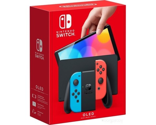 Игровая приставка Nintendo Switch OLED (черный, с неоновыми Joy-Con)